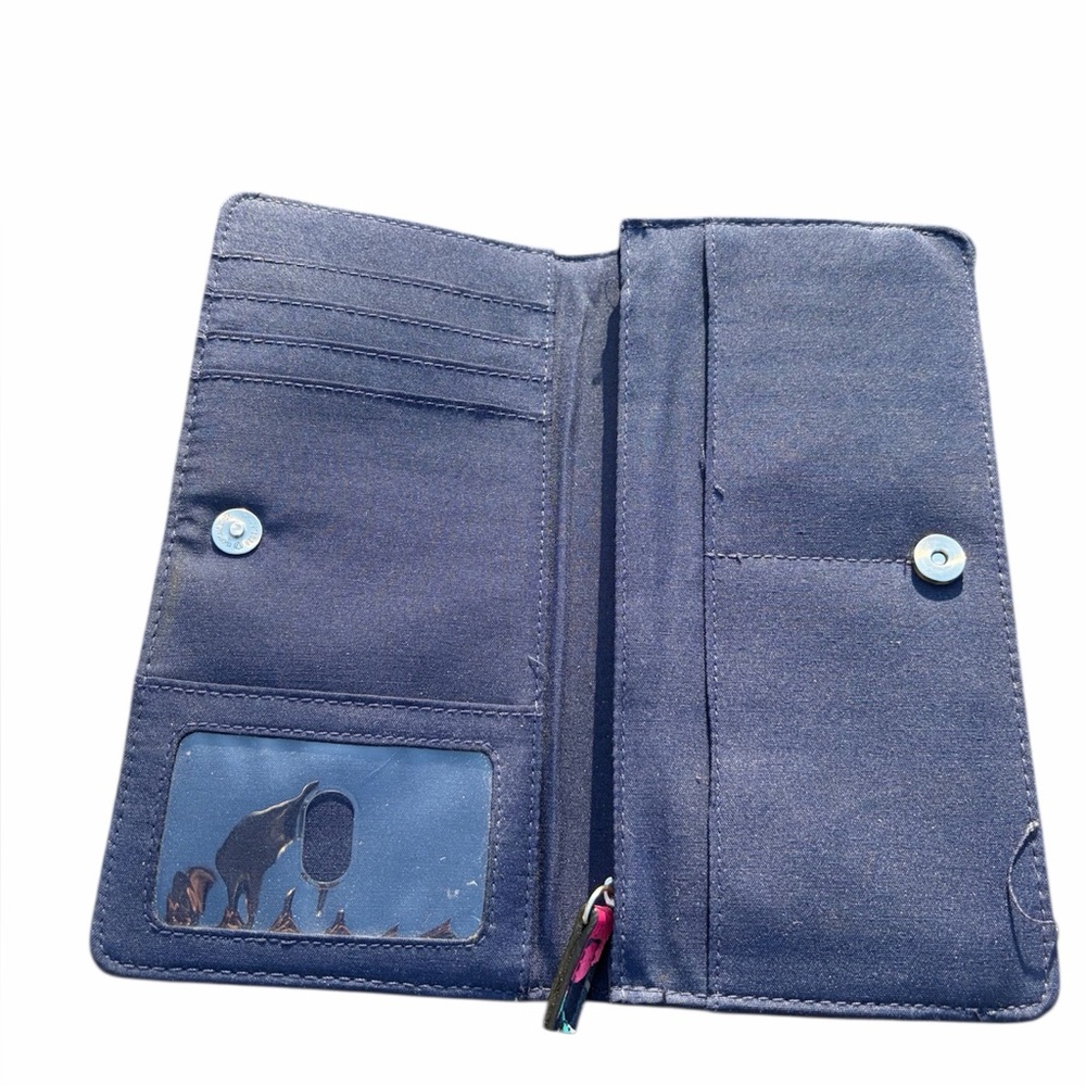 Flawed Navy Floral Crosshatch Wallet See Pics & Description - Picture 6 of 8